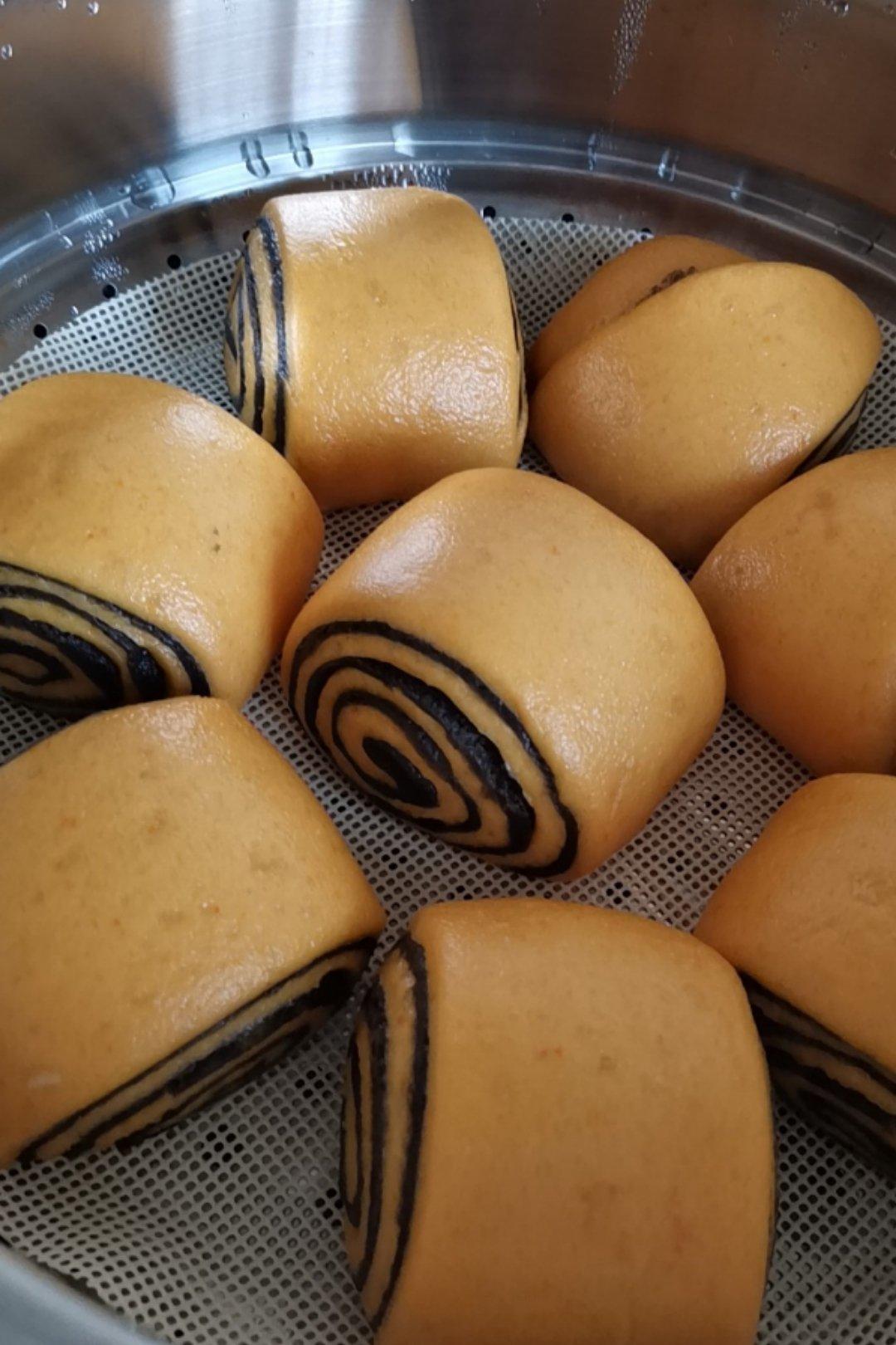 南瓜🎃黑芝麻酱双色馒头