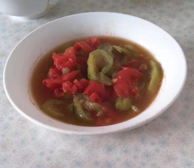 番茄丝瓜汤（无油素食）的做法