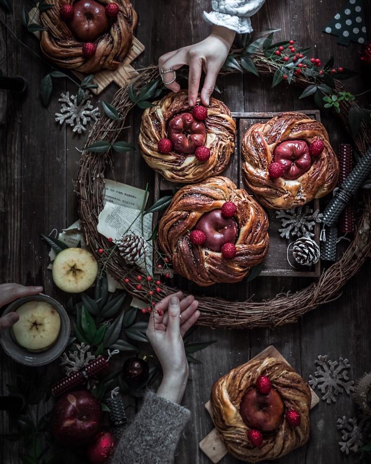 圣诞花环苹果面包【北鼎烤箱食谱】