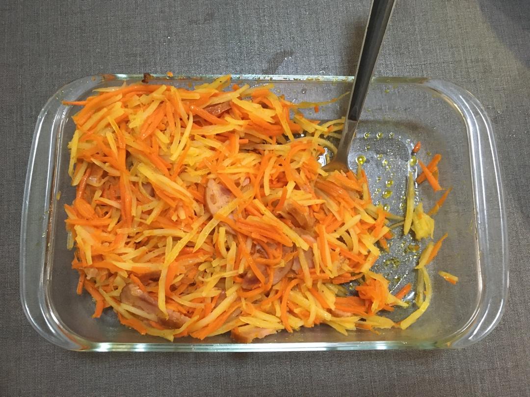 胡萝卜丝土豆丝炒火腿
