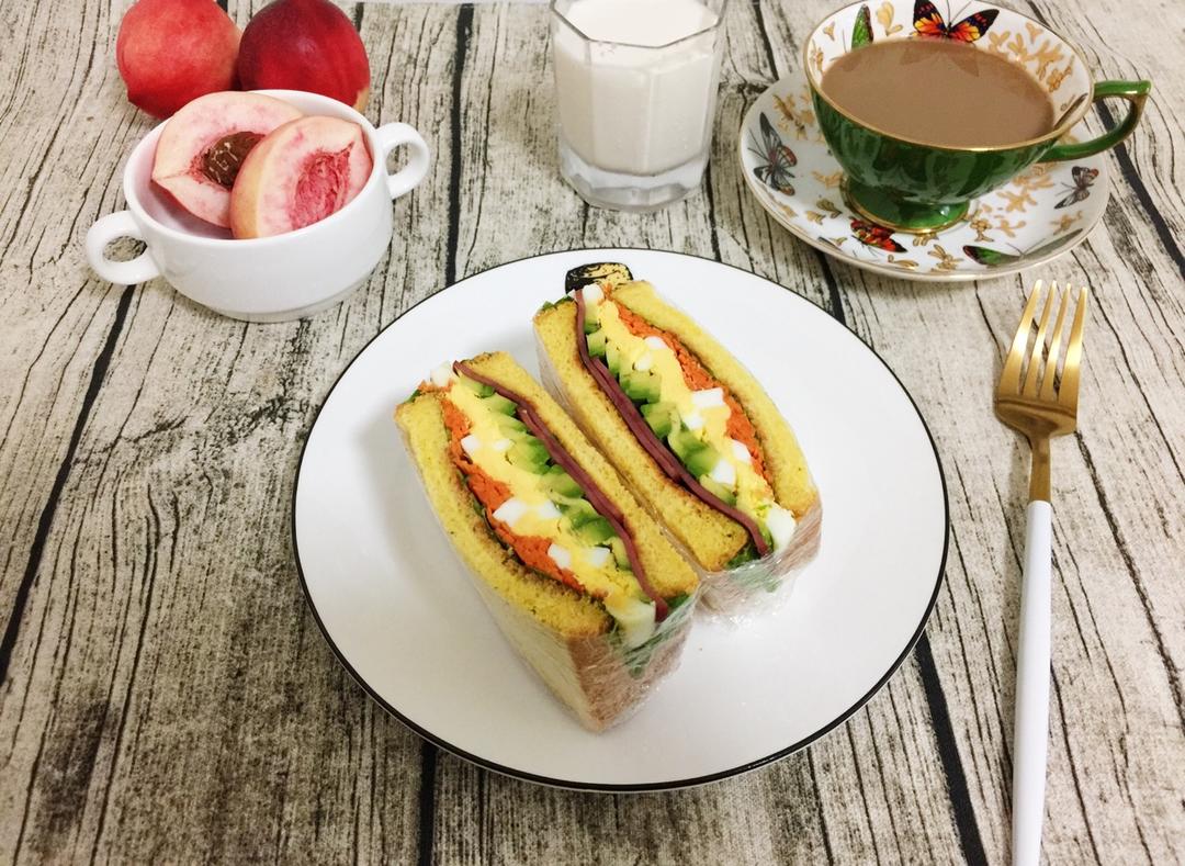 如何做超厚的沼三明治~详细tip！牛油果鸡蛋午餐肉三明治~