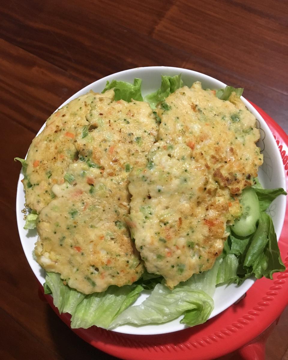 鸡胸肉虾仁鲜蔬饼