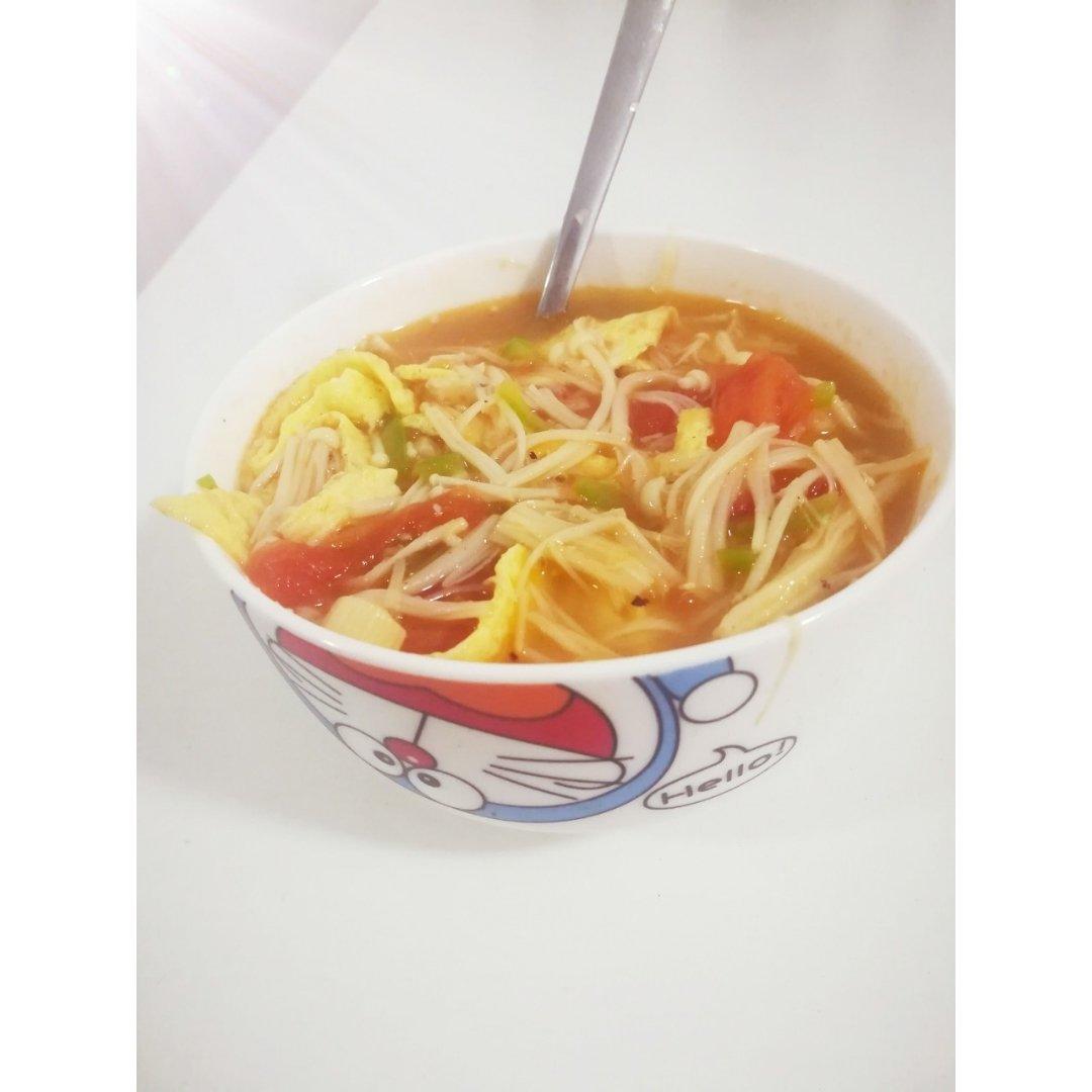 夏日清爽菜——番茄鸡蛋金针菇