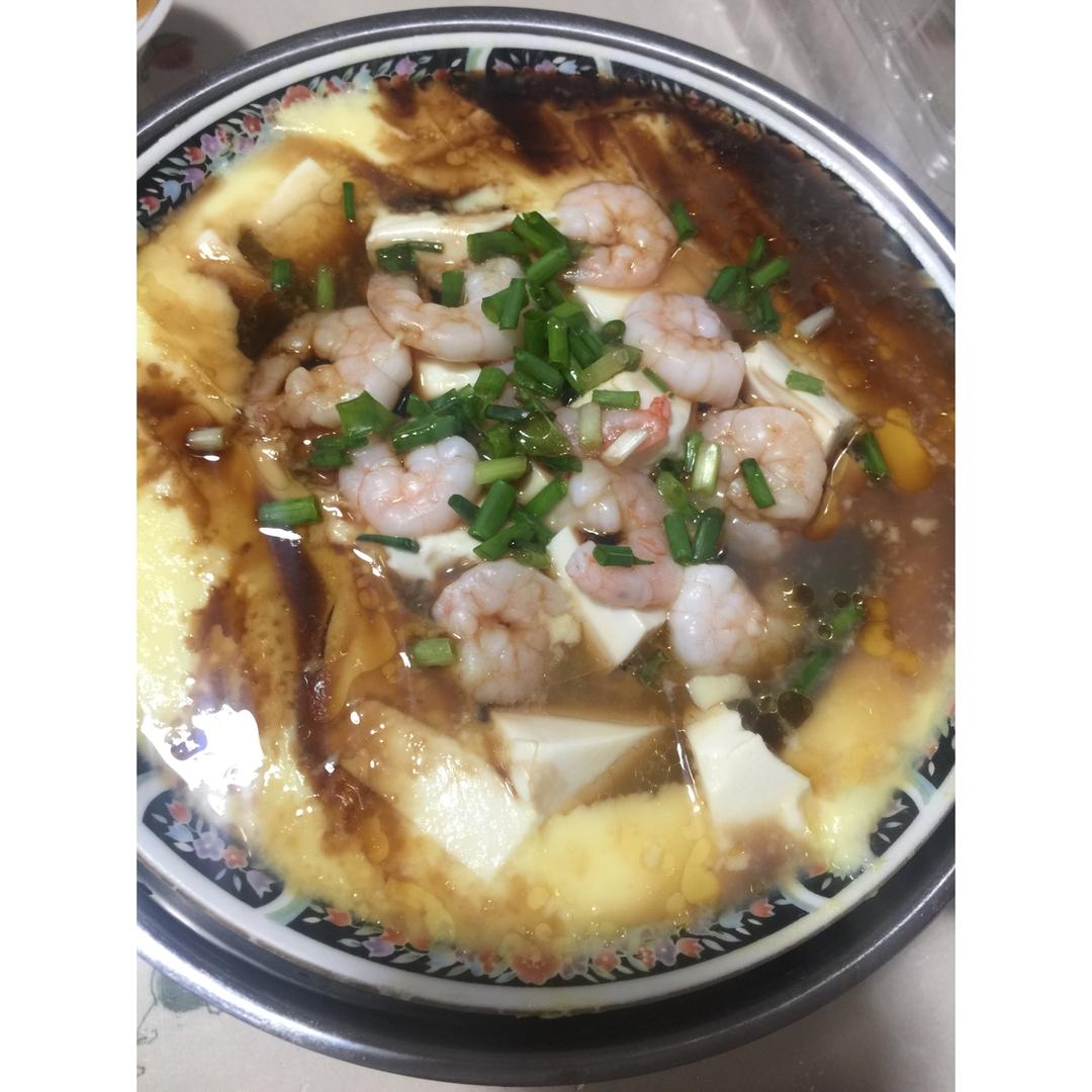 虾仁豆腐蒸水蛋