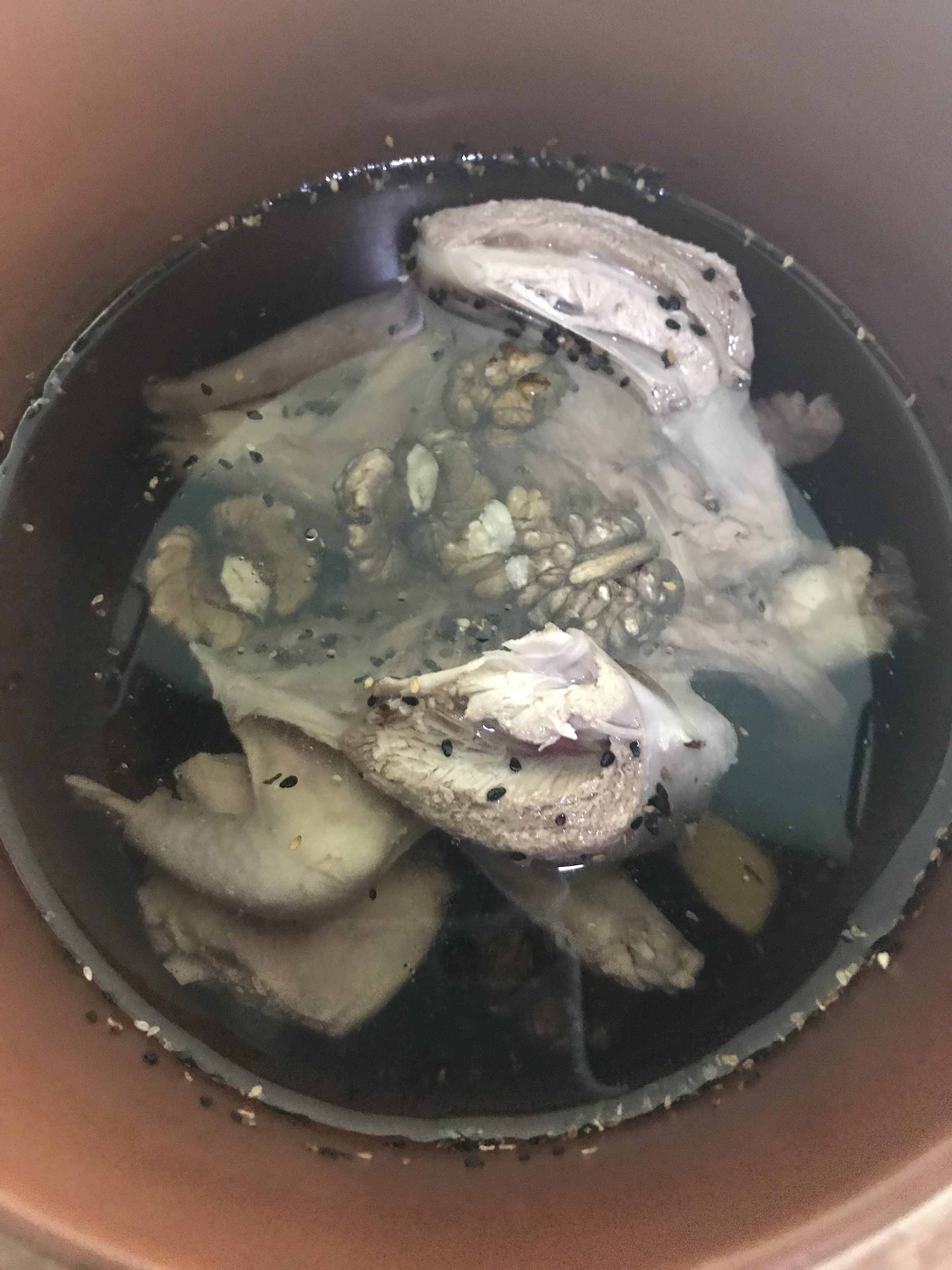 黑芝麻核桃鸽子汤的做法