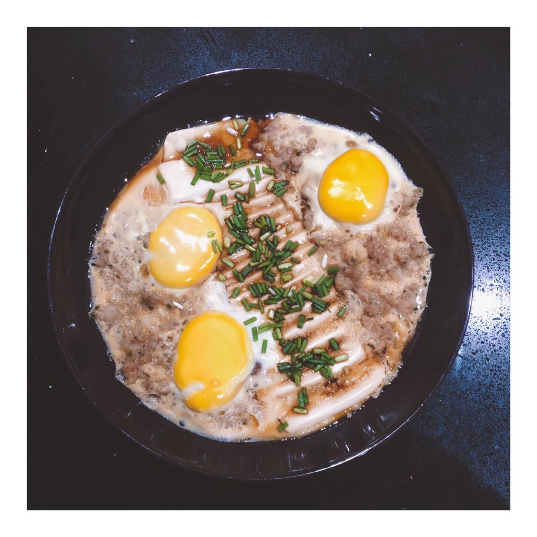 【豆腐肉糜抱蛋】肉饼蒸蛋的豪华做法，零难度！