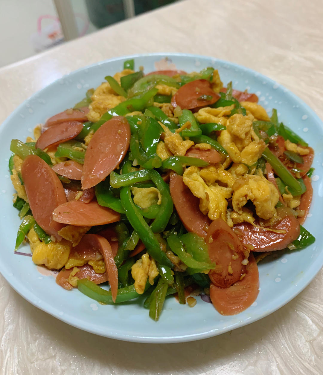 青椒火腿炒鸡蛋