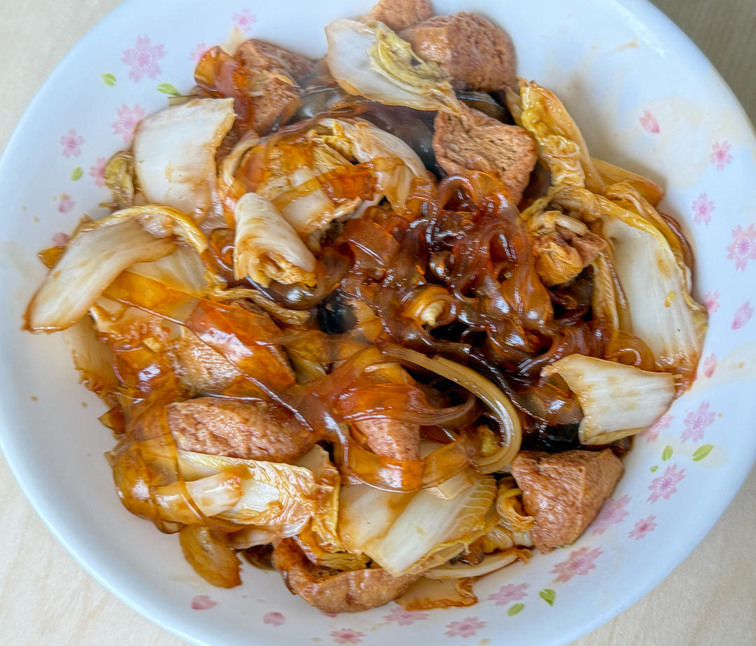 办公室娃娃菜粉条烧豆泡的做法