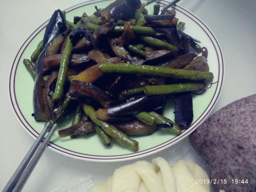 茄子炒豆角（改良版 健康少油）