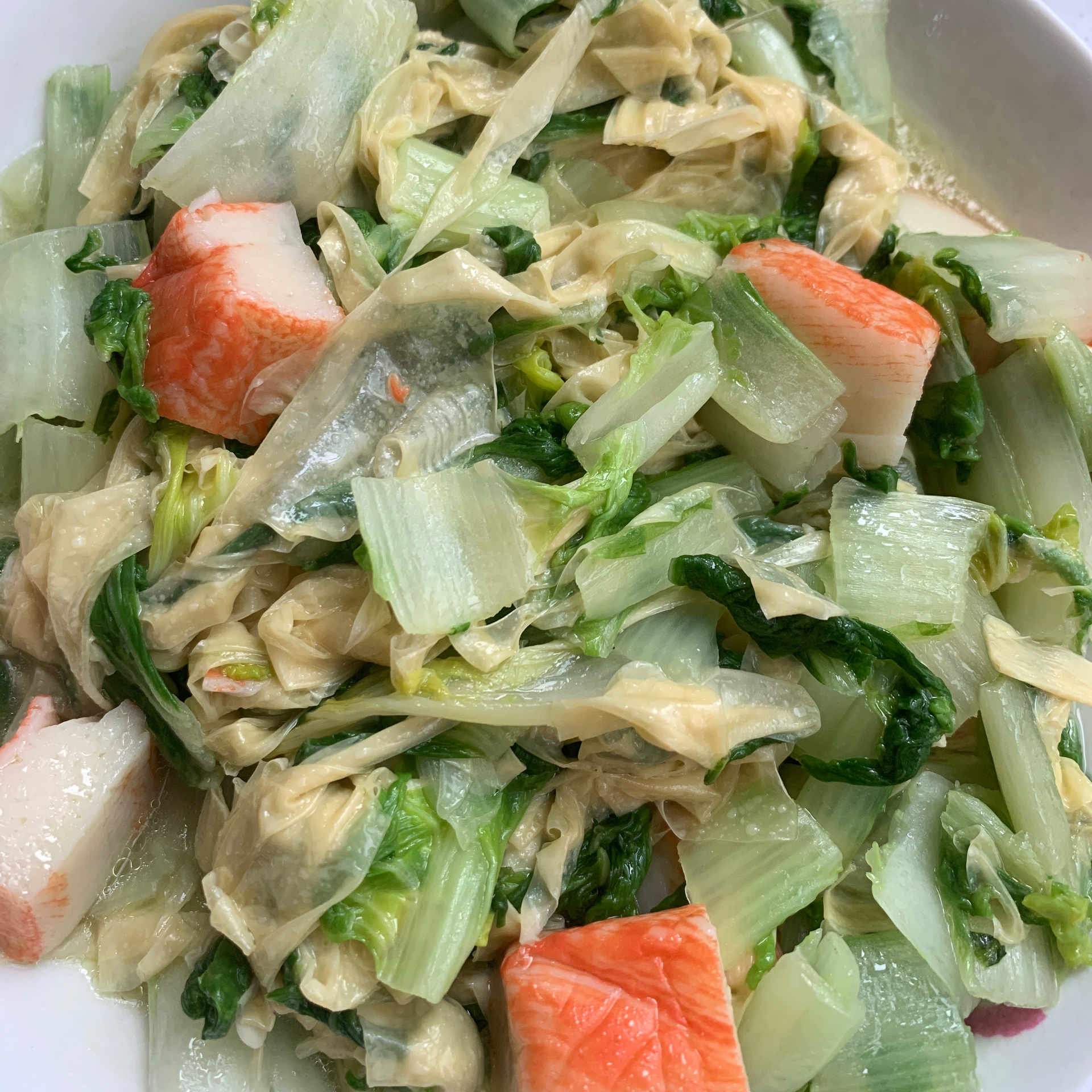 杭白菜炒腐衣-简单易做又好吃的素菜，快点来！