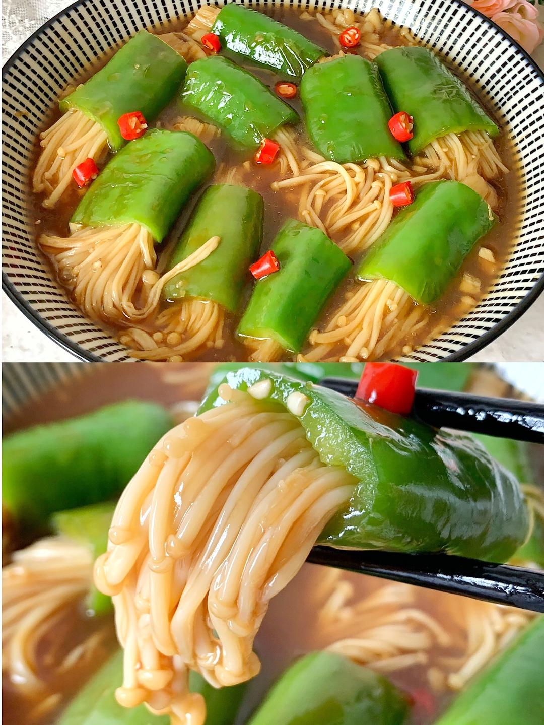 青椒金针菇卷的做法