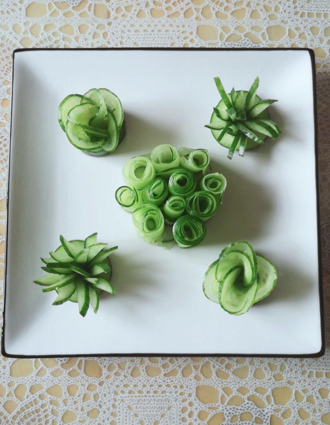 看见月亮说晚安做的黄瓜玫瑰花～摆盘装饰