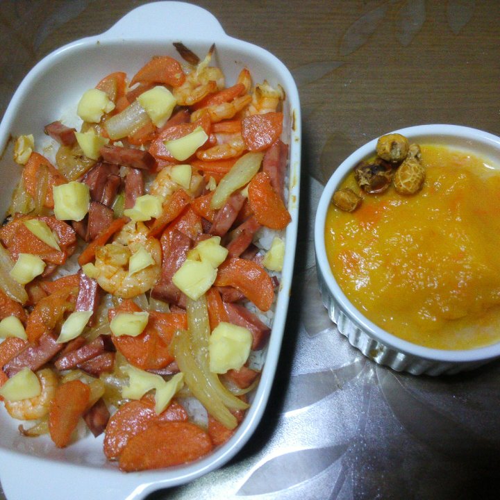 鲜虾培根芝士焗饭