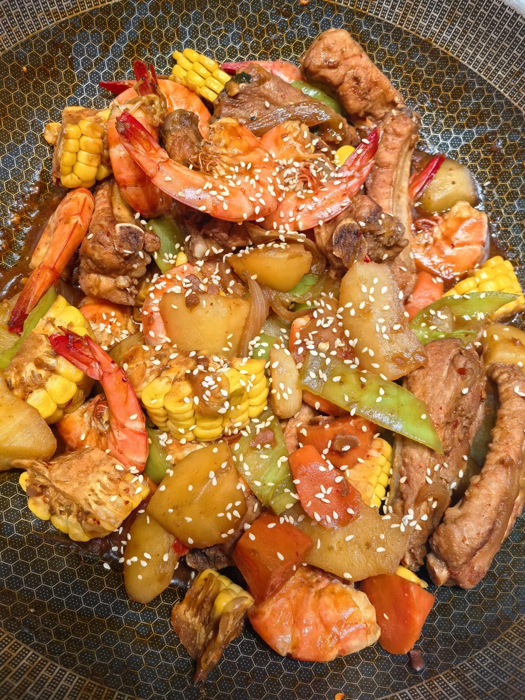 排骨大虾三汁焖锅