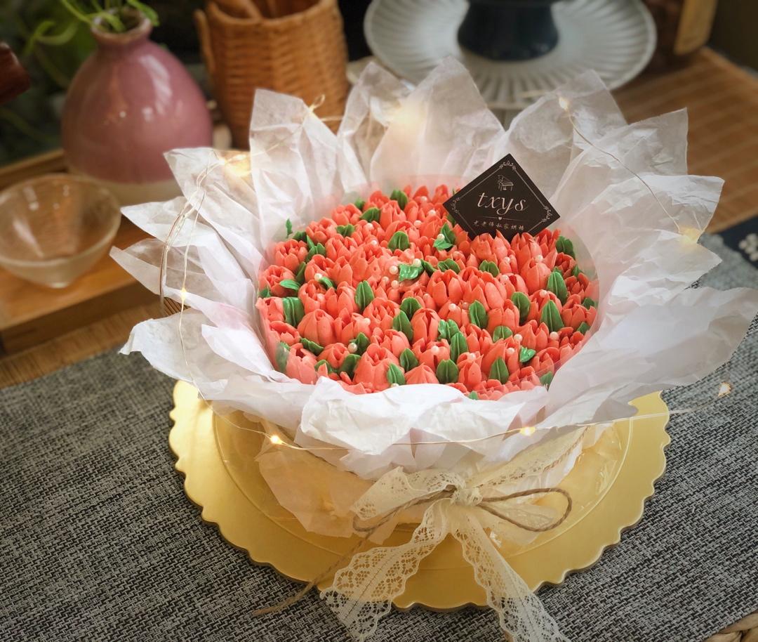 3分钟完成几乎零成本的女神节母亲节花束蛋糕