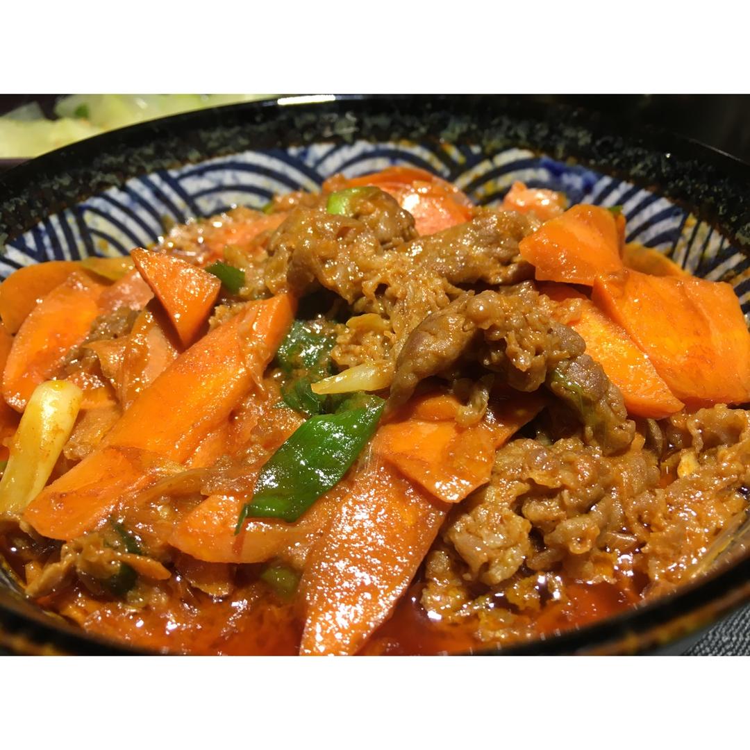 韩式葱爆肥牛 Korean Style Beef with Spring Onion