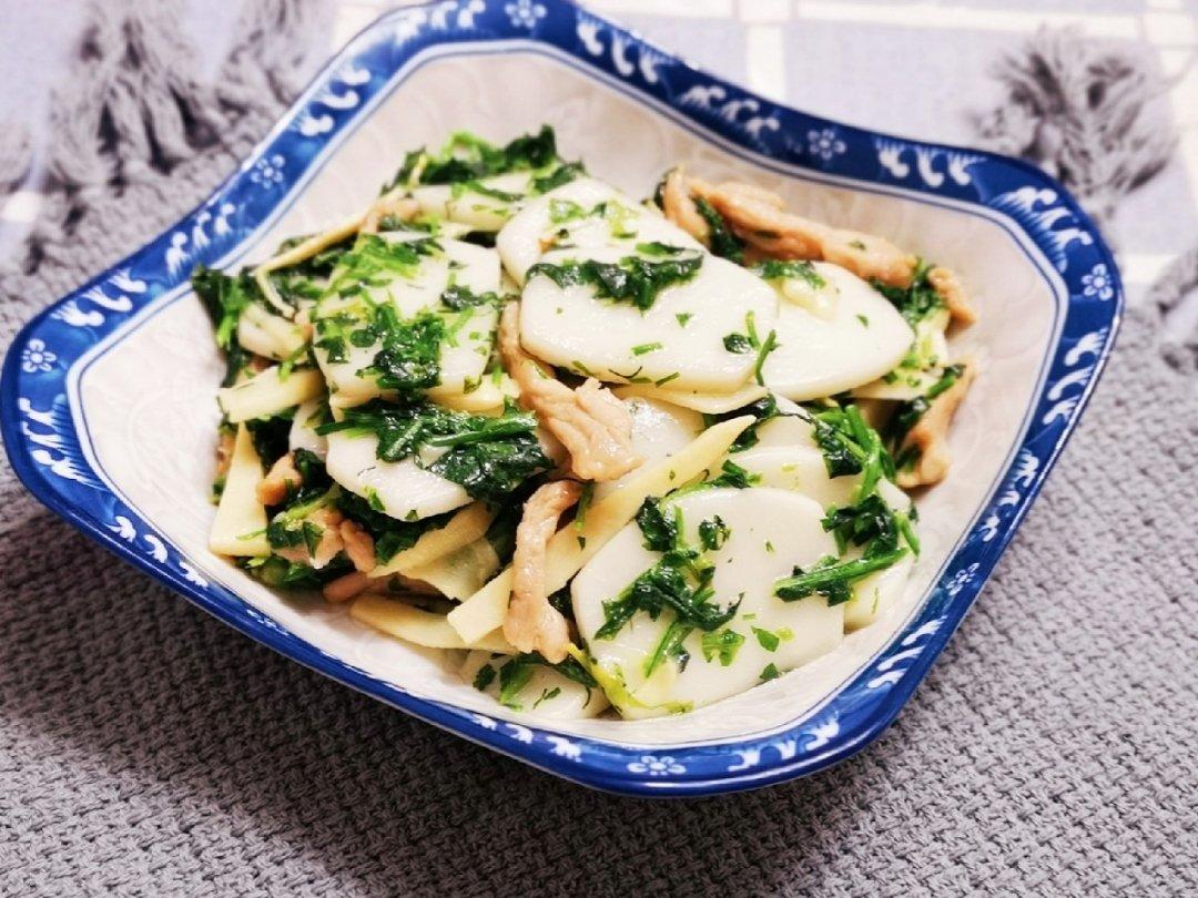 水银灯2003做的荠菜冬笋炒年糕