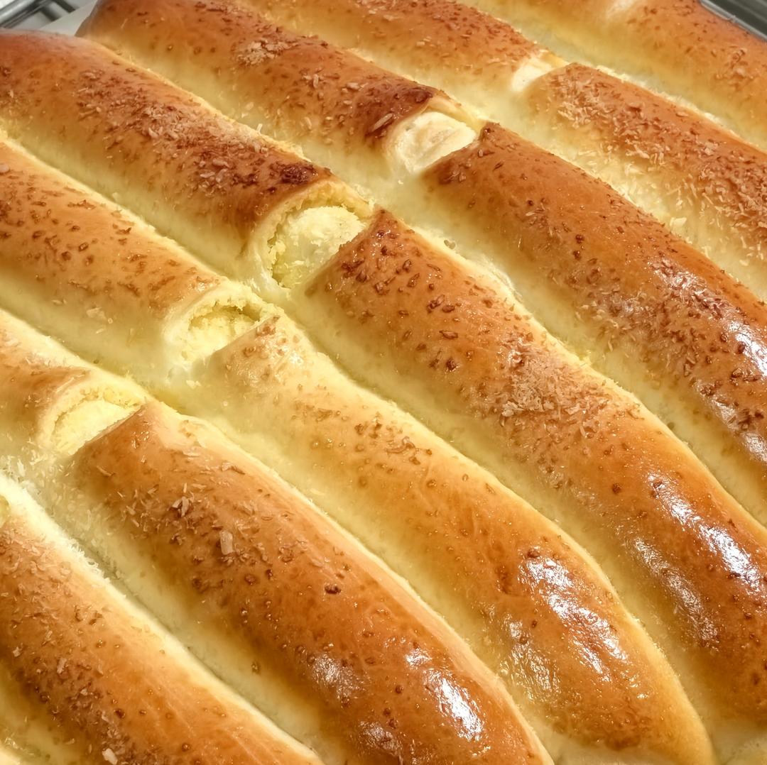 一次发酵-松软拉丝椰蓉排包-椰蓉金砖-椰蓉面包