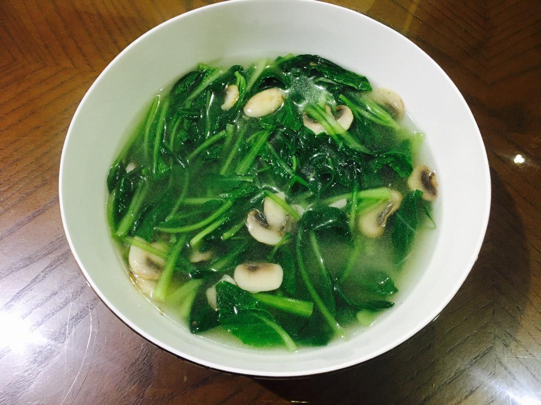 因为爱所以厨做的鸡毛菜蘑菇汤