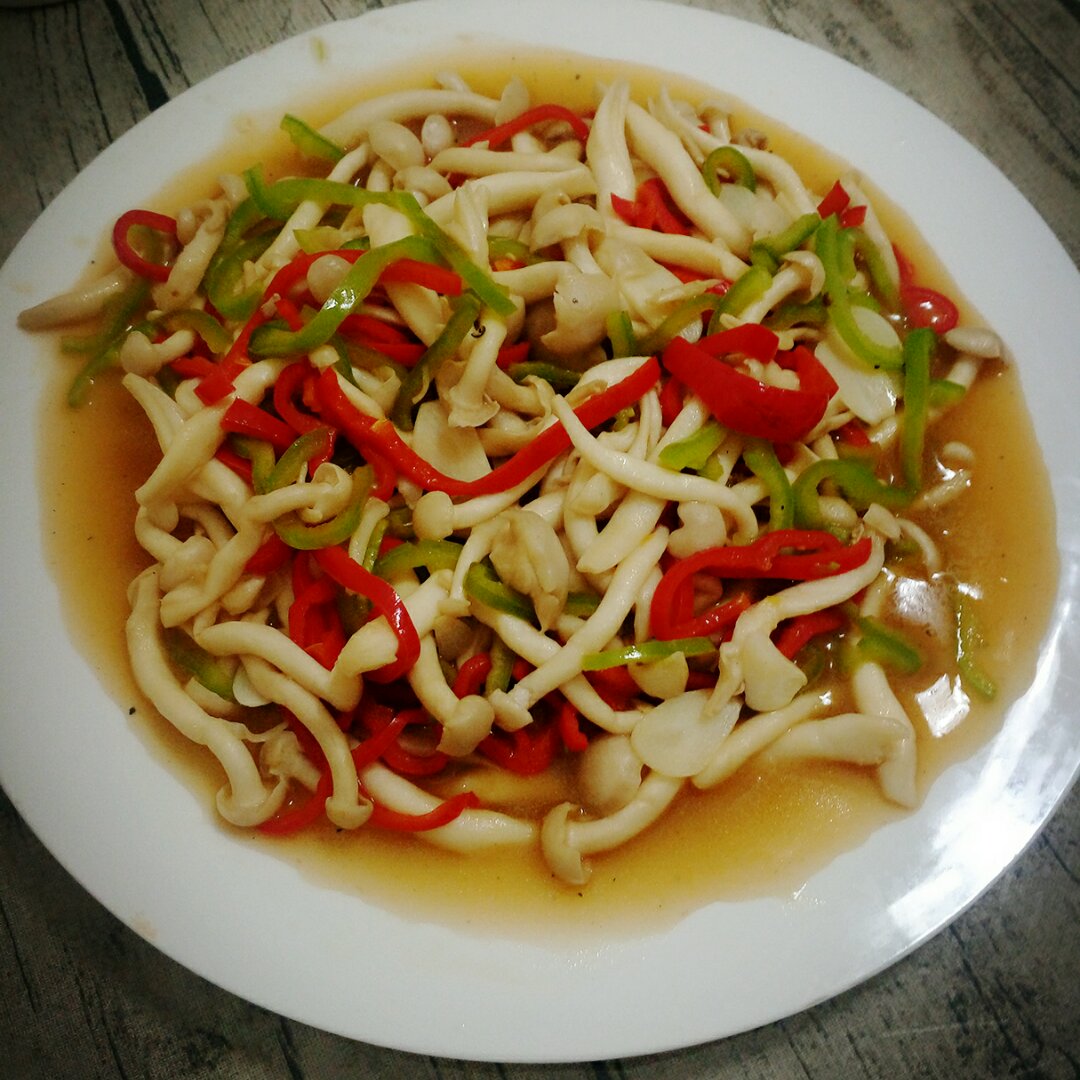 蚝油彩椒白玉菇