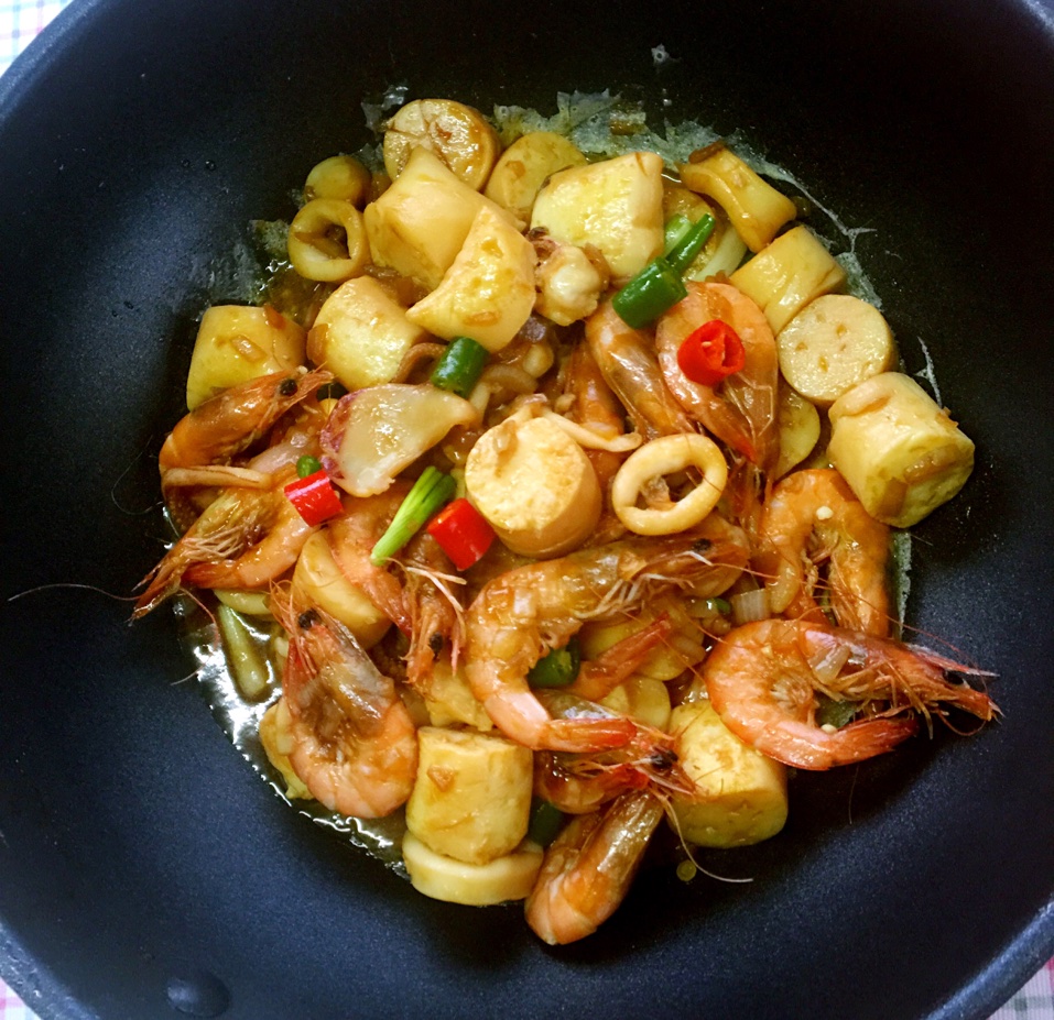 铁板海鲜日本豆腐 Seafood with Japanese Dofu