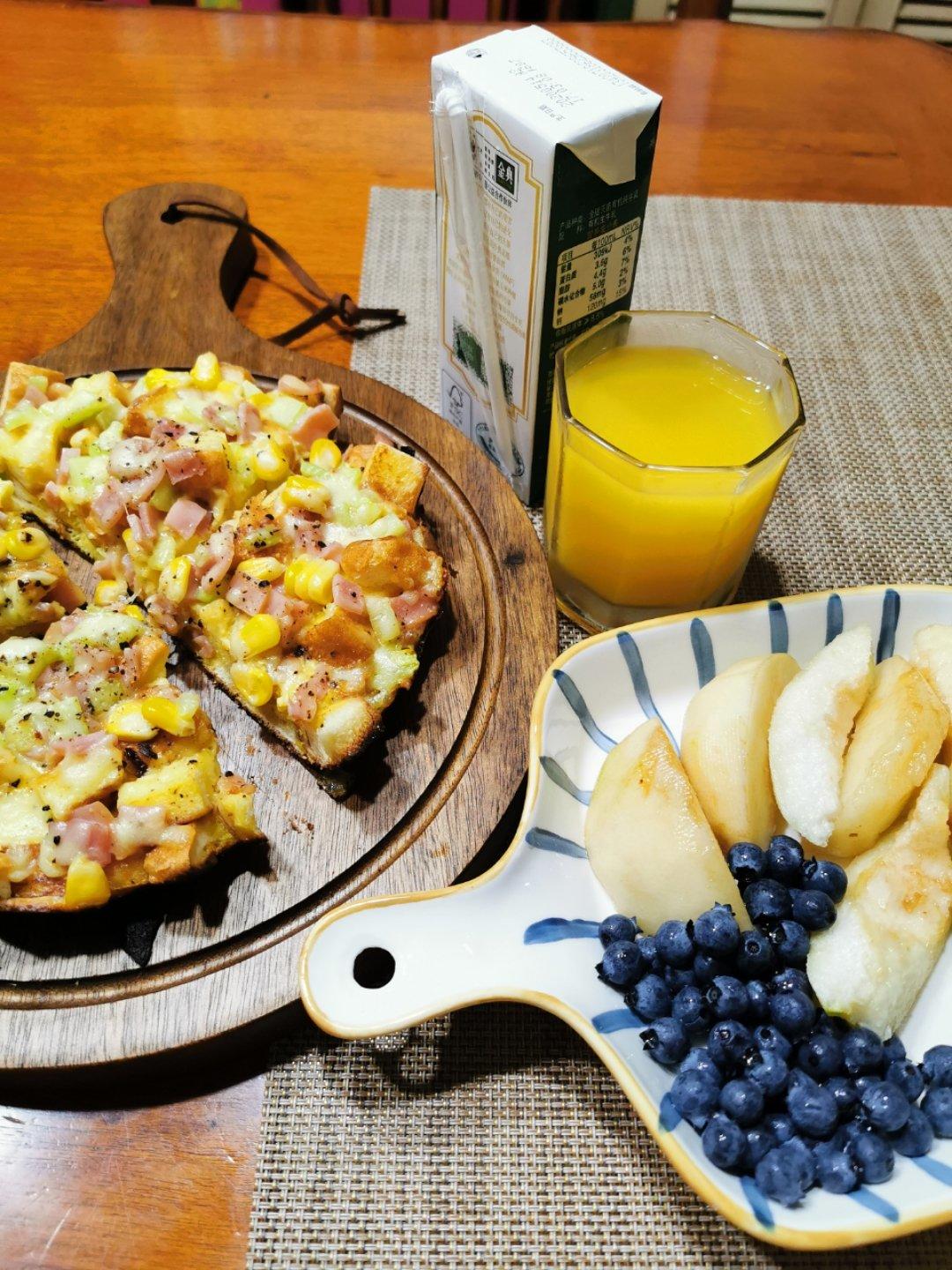 平底锅吐司培根披萨快手早餐