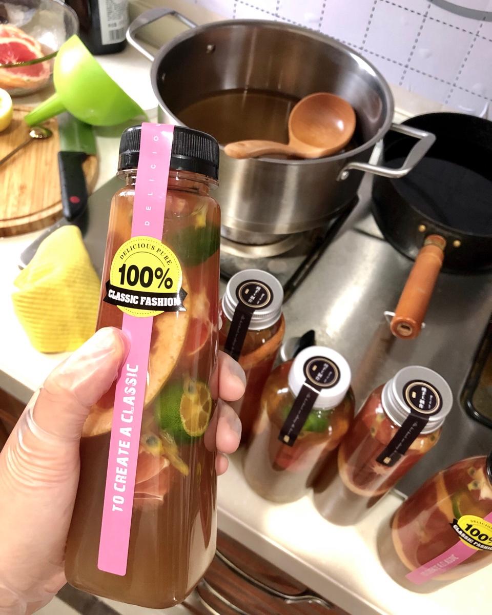 自制西柚柠檬百香果茶