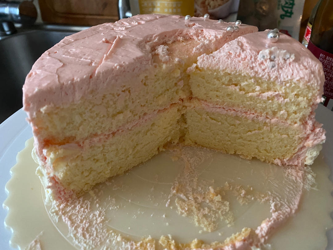 6寸基础版戚风蛋糕胚（附上我做的黄金果生日蛋糕）