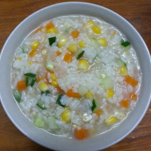 茶隐lulu做的鲜虾蔬菜粥