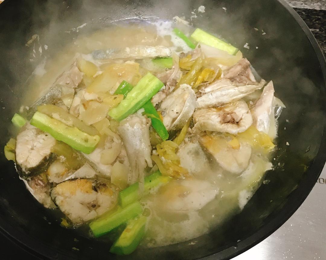 凉瓜咸菜焖甘鱼