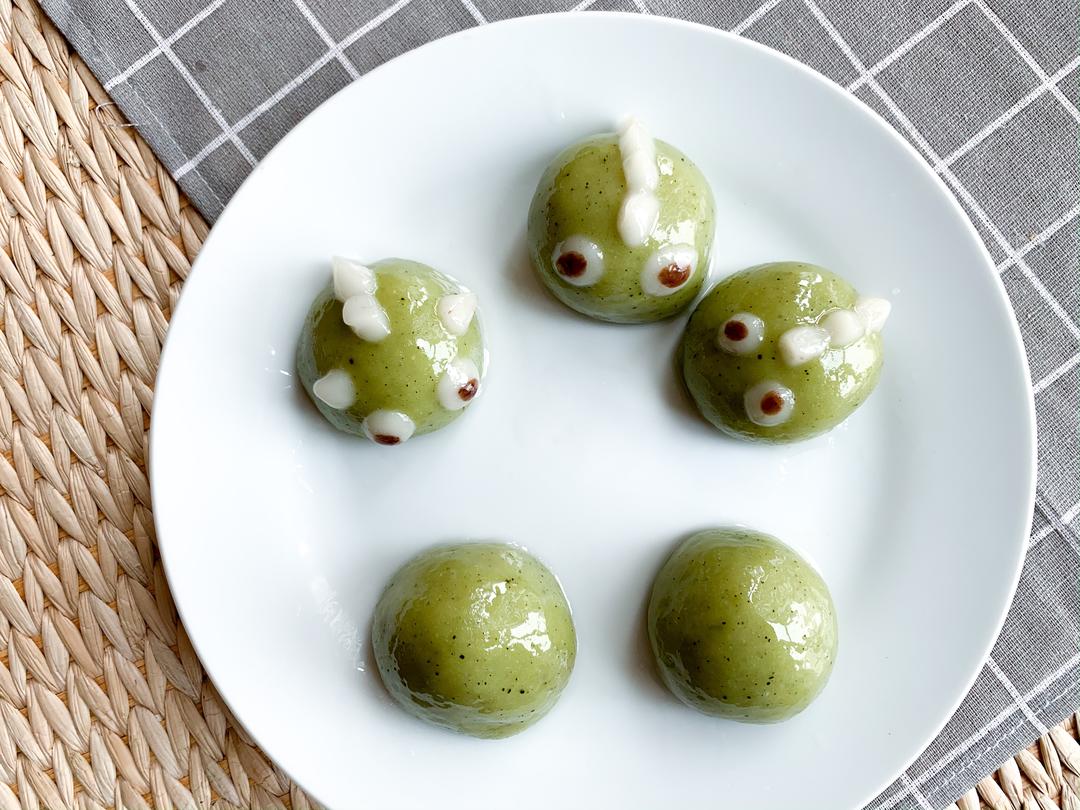 快手青团卡通青团蒸熟不会塌的做法