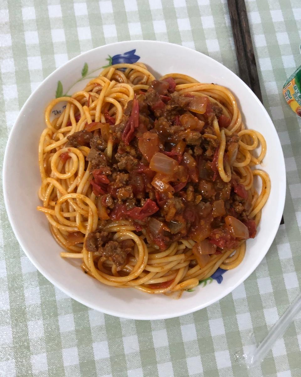 （完胜必胜客的）番茄肉酱意大利面～