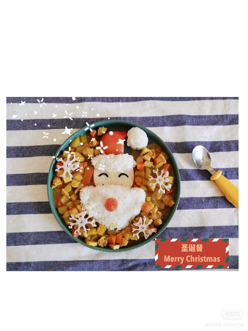 圣诞餐圣诞咖喱饭团圣诞老人饭团的做法
