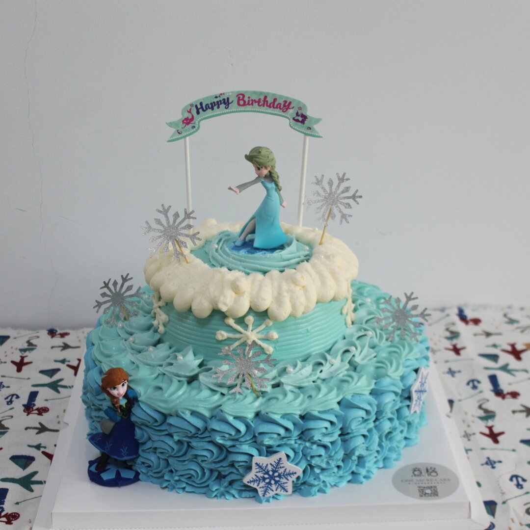 冰雪奇缘主题双层蛋糕--Frozen艾莎