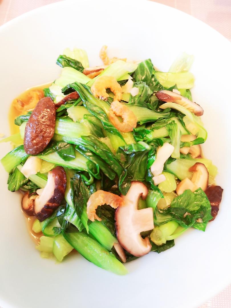 新手入门基础菜~蒜蓉香菇海米油菜的做法