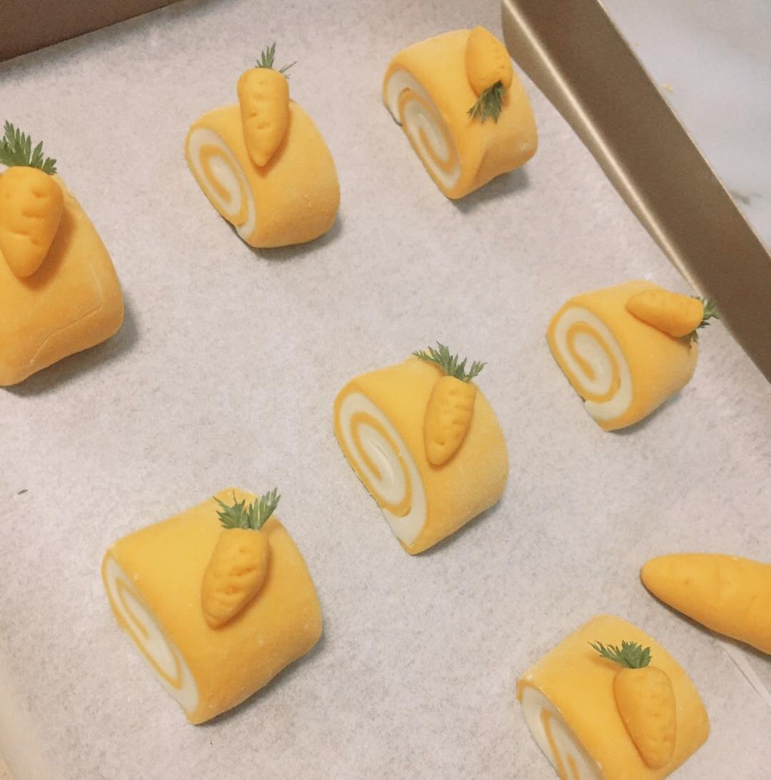 超萌胡萝卜刀切小馒头