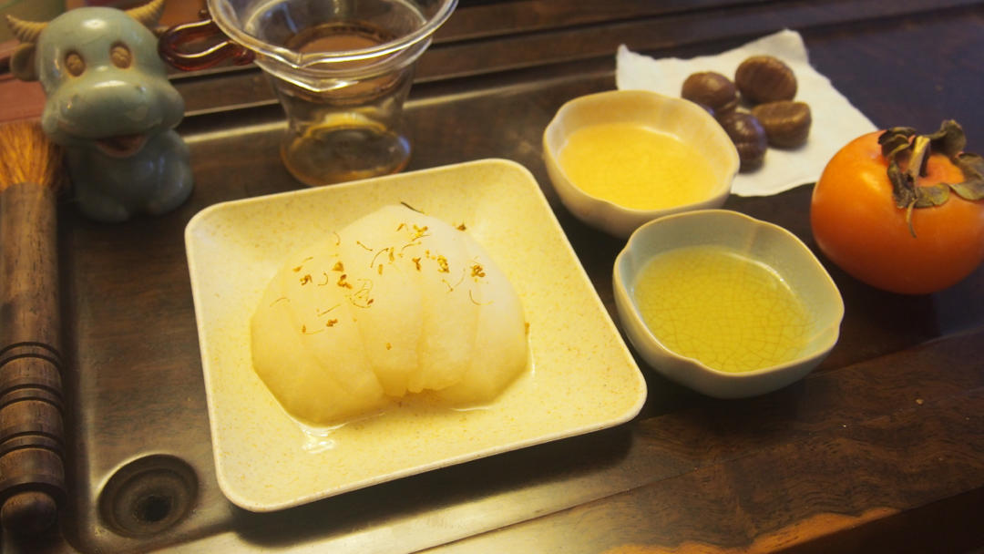 桂花肉桂丰水梨奶茶