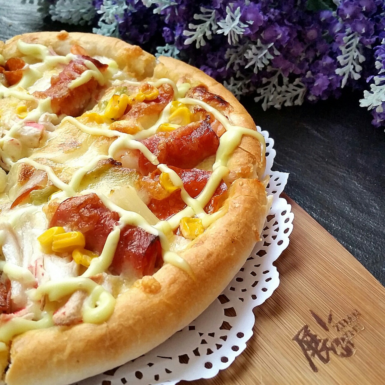 麻辣美美做的培根火腿披萨