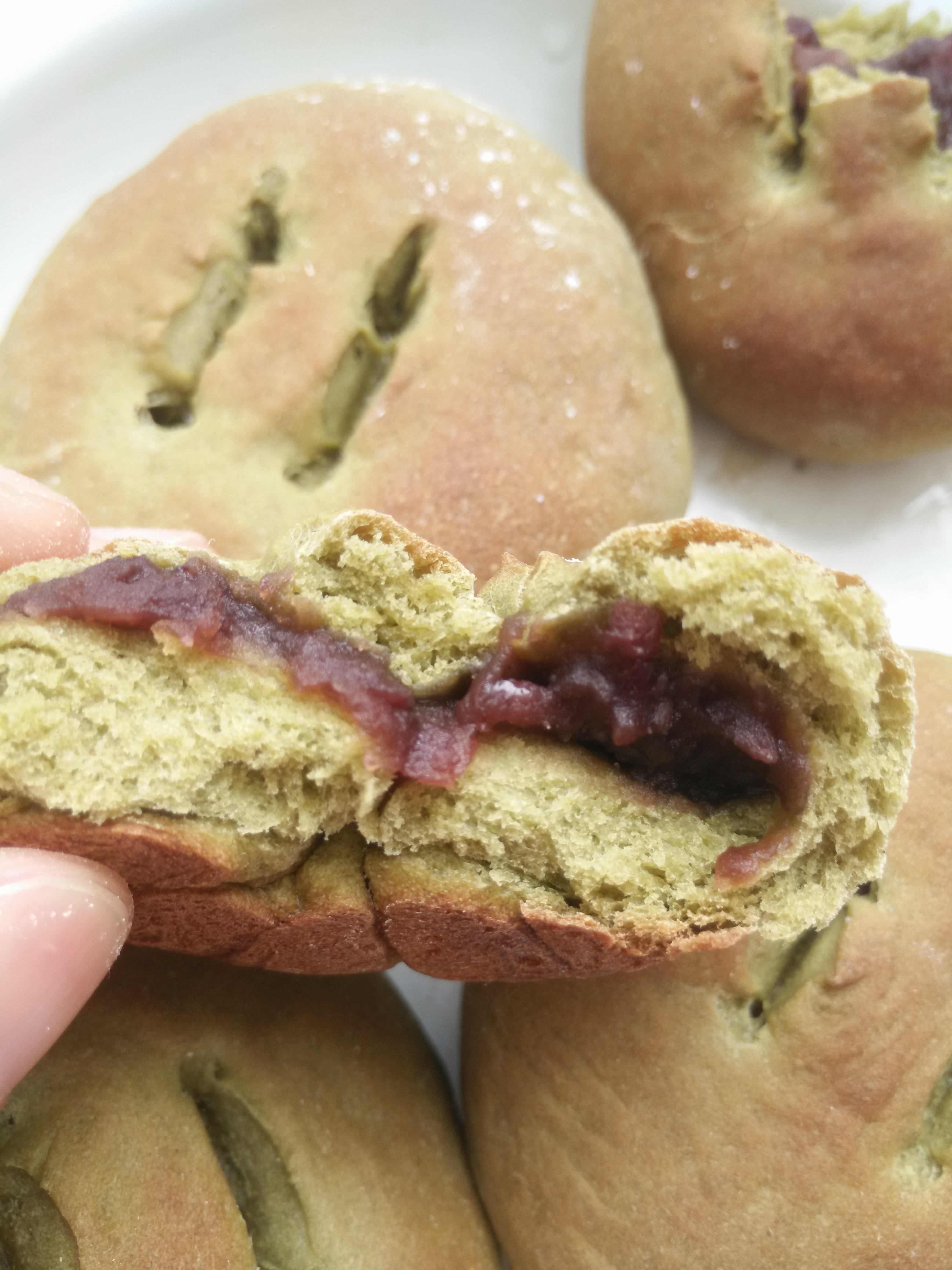 抹茶豆沙小面包（无油脂）