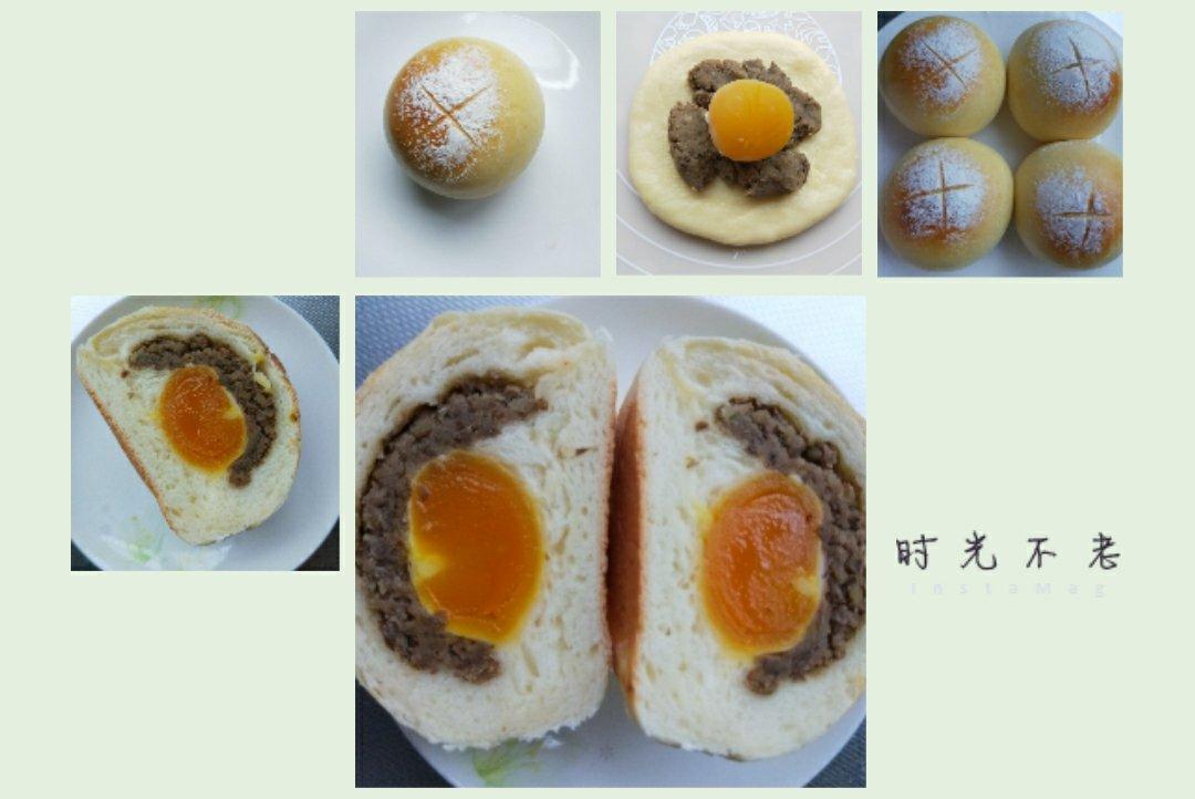 豆沙蛋黄面包～好吃到哭～