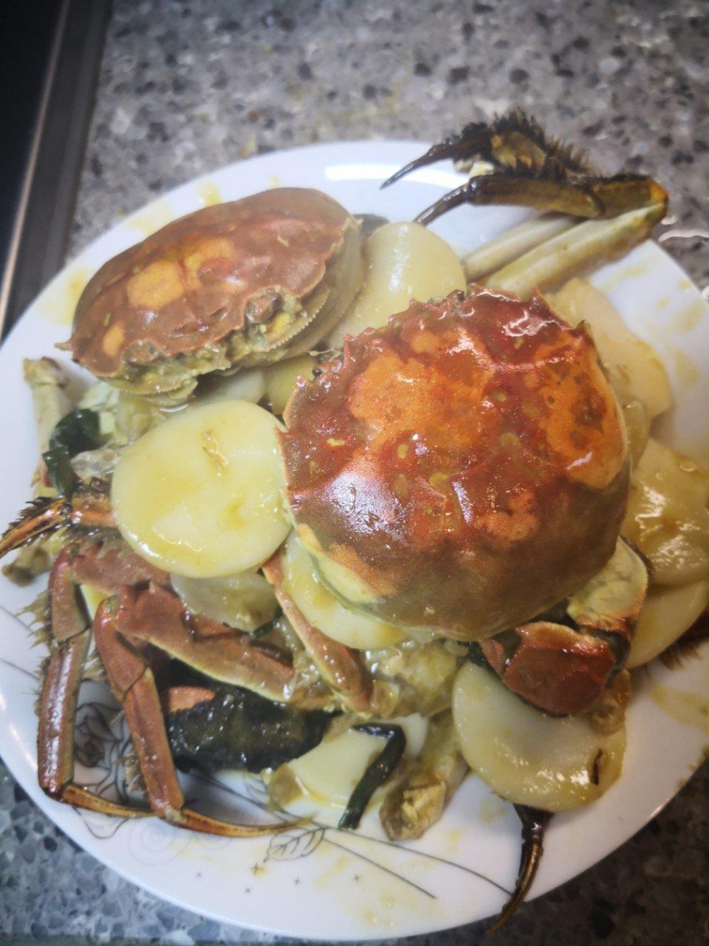 大闸蟹炒年糕+桂花糖芋糊