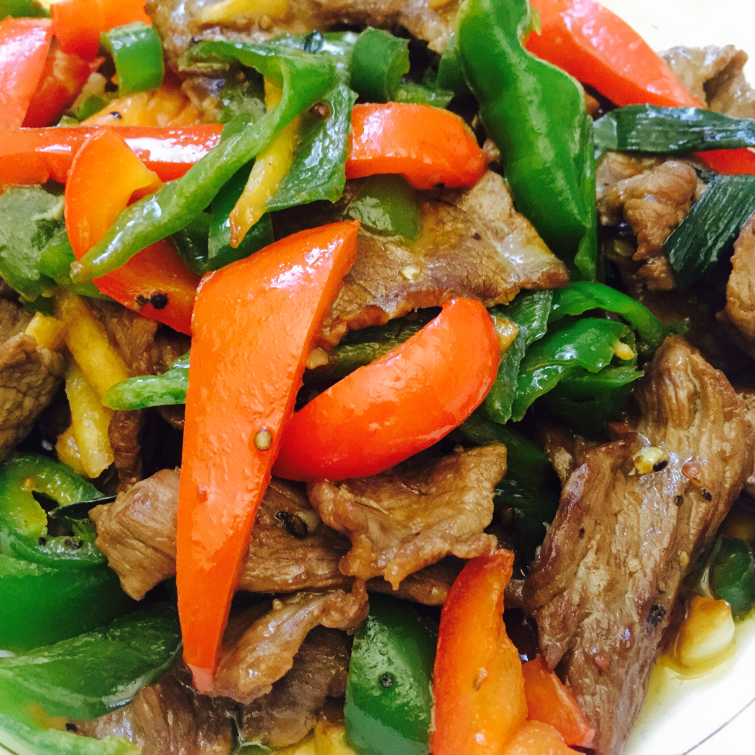 winki,做的蚝油牛肉炒青椒