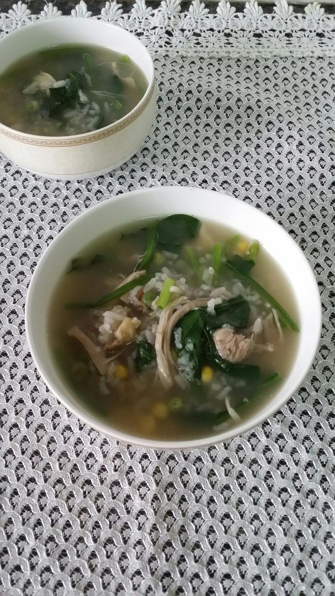 百草鸡菠菜粥的做法