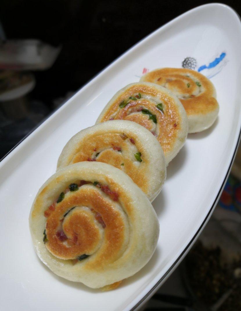 苏小隐做的腊味葱油饼,咸香适口|香煎,发面两种做法