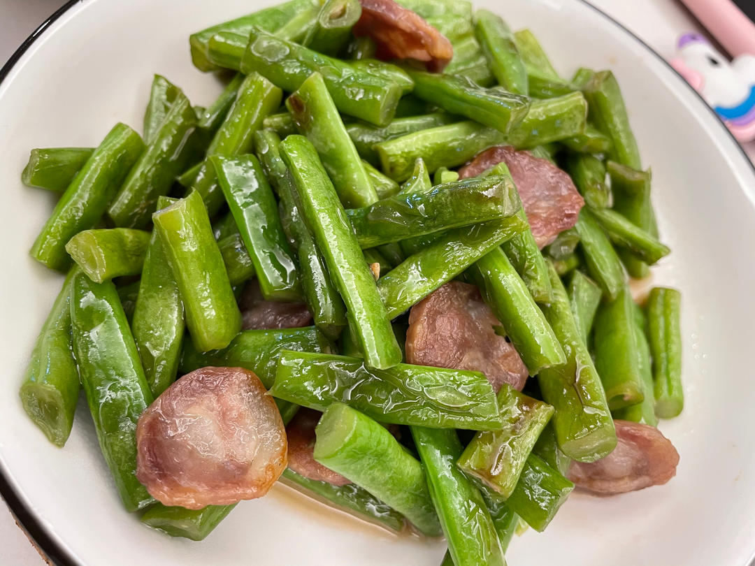 ㊙️腊味‼️四季豆炒腊肠‼️美味家常
