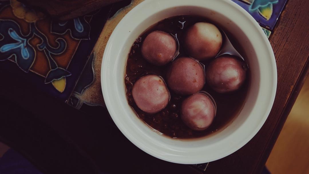 彩色雨花石汤圆（紫薯、南瓜、斑斓汁、红曲粉）