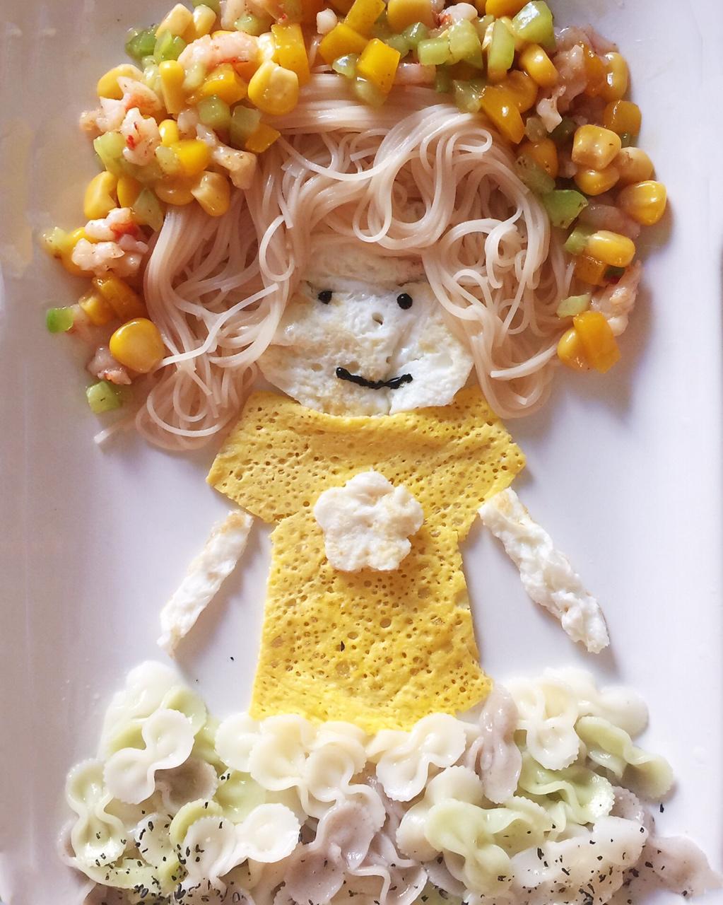 褴衫茉莉做的小女孩卡通面条