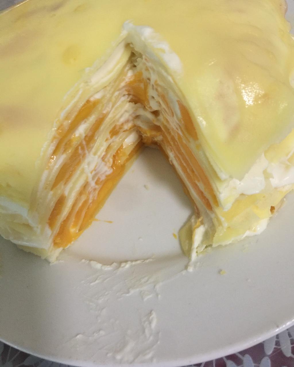 一米馨香做的芒果千层蛋糕,100%成功告别煎皮无能
