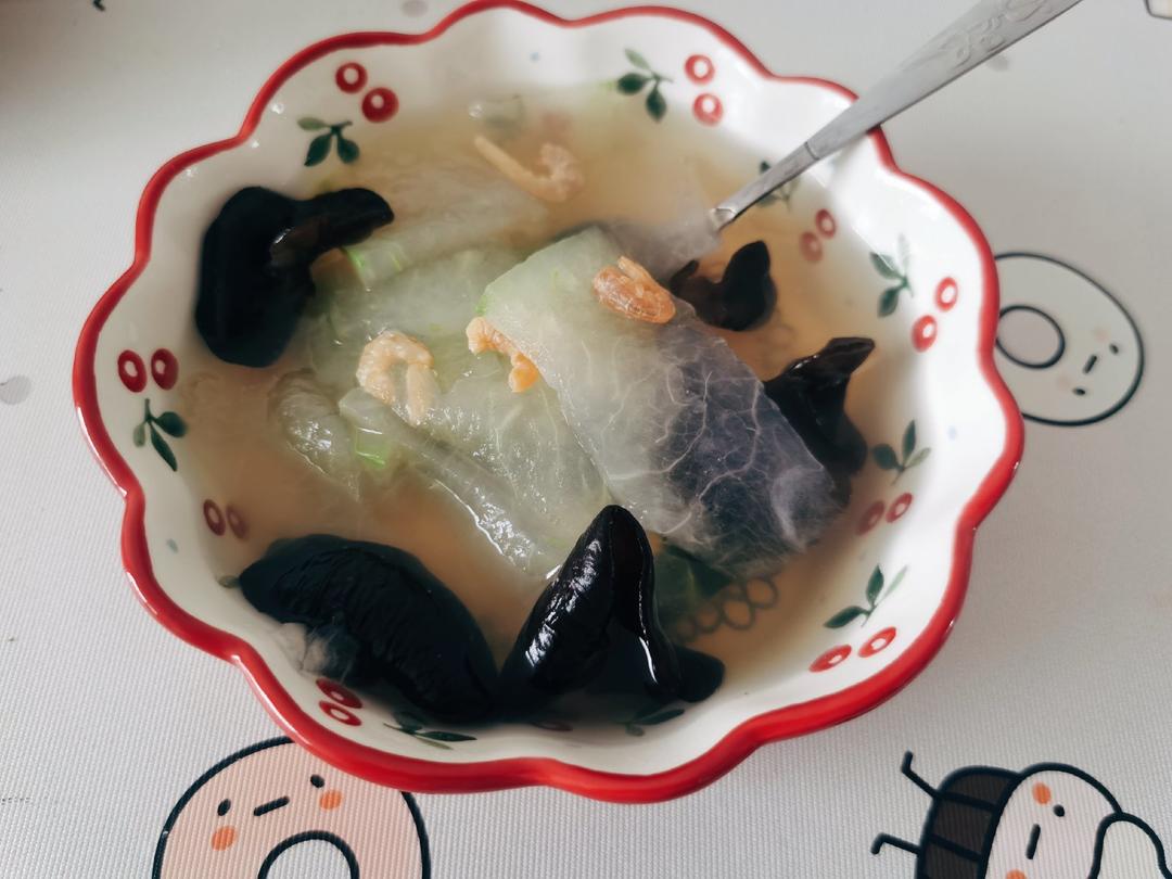 掉秤、祛湿、补钙的冬瓜木耳虾皮汤