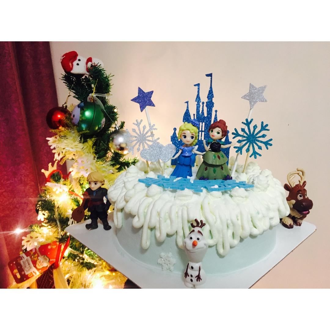 冰雪奇缘主题双层蛋糕--Frozen艾莎